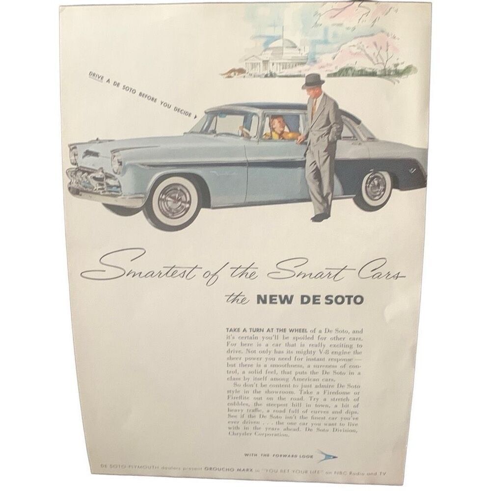 Vintage 1955 De Soto DeSoto Smartest of Smart Cars Ad Advertisement